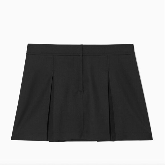 COS BLACK PLEATED WOOL MINI SKIRT - Picture 1 of 4